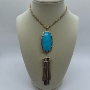 Vintage Kendra Scott Gold Rayne Necklace in Variegated Turquoise
